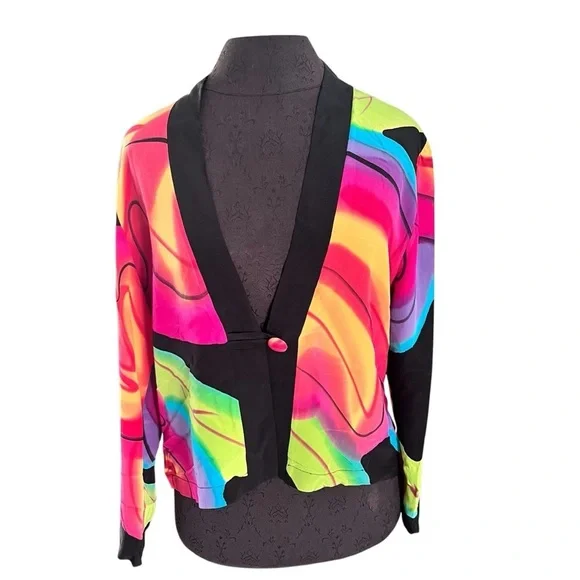 Linda Tilson Multicolored Silk Jacket Oversized Small - Picture 8 of 8